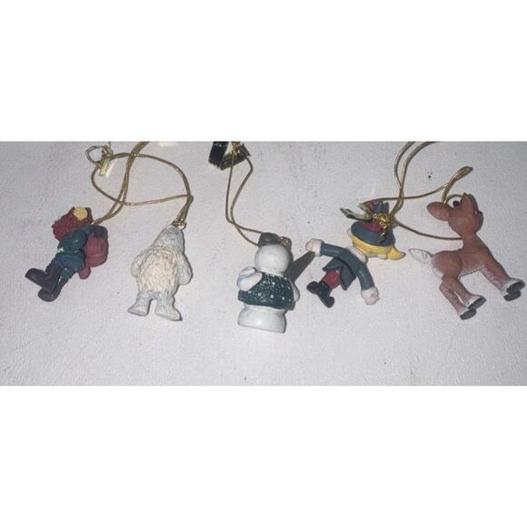 Vtg 1992 Enesco Rudolph the Red-Nosed Reindeer Mini Feather Tree Ornament Set - Picture 2 of 2